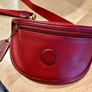 Coach Red Leather Crossbody Bag with Gold Hardware